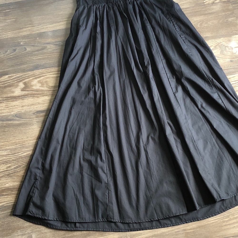 NWT Abercrombie and Fitch Strapless Midi Dress Black Poplin Pleated Ruched - Picture 9 of 15